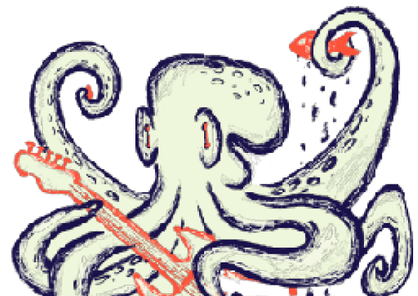 Pulpo tocando guitarra